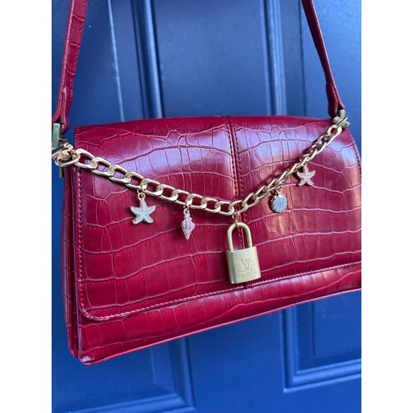 Repurposed Louis Vuitton authentic Padlock Bag Charm Chain Purse Accessory - Picture 2 of 7